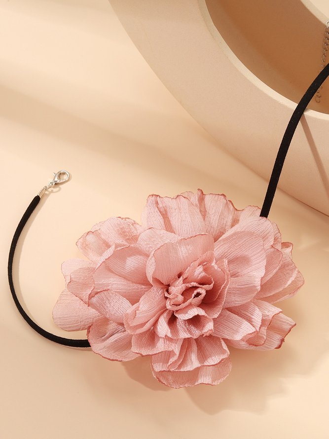 Elegant 3D Stereo Floral Leather Necklace Choker Wedding Party Women Jewelry