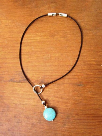 Vintage Turquoise Leather Necklace Choker Western Style Ethnic Women's Jewelry