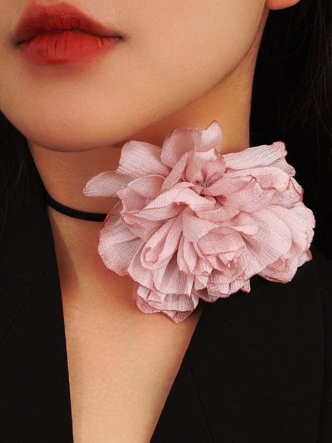 Elegant 3D Stereo Floral Leather Necklace Choker Wedding Party Women Jewelry
