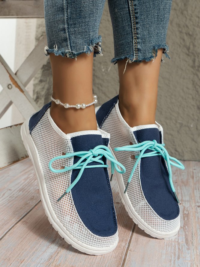 Breathable Hollow out Color Block Casual Boat Shoes