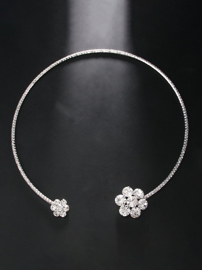 Elegant Diamond Floral Necklace Choker Holiday Party Wedding Women Jewelry