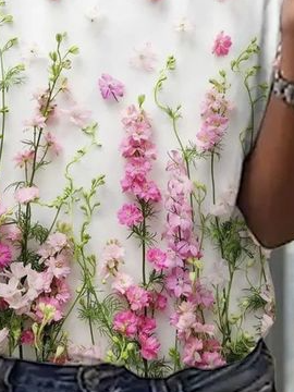 Plus Size Loose Casual Crew Neck Floral T-Shirt