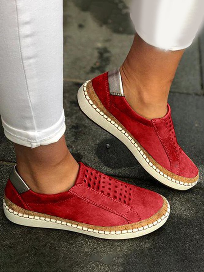Contrast Round Toe Flat Sneakers