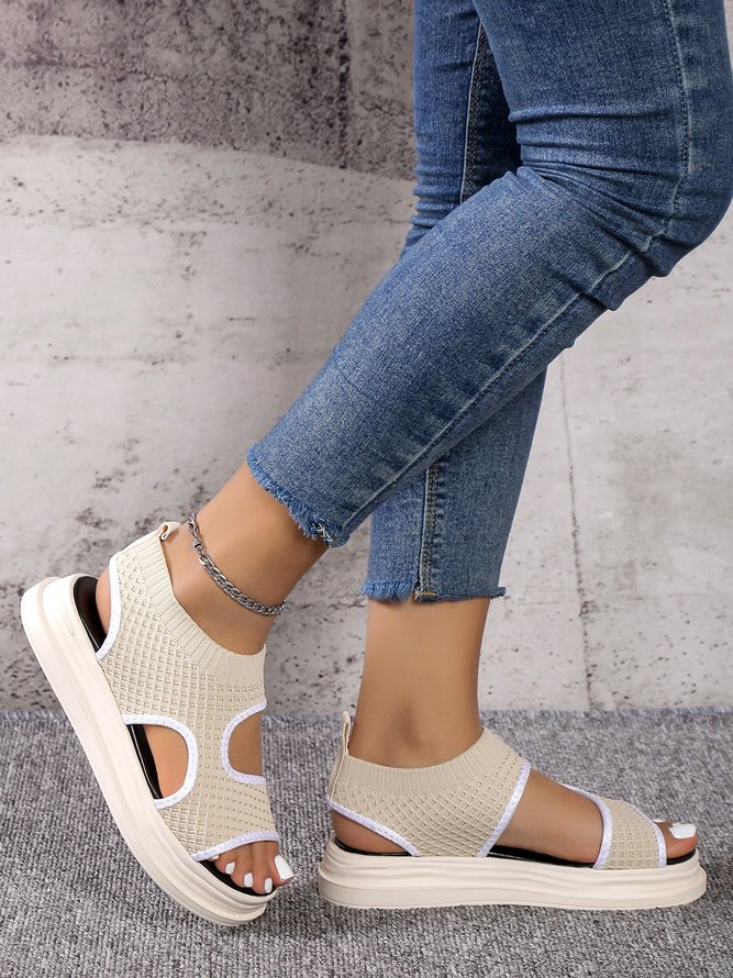 Casual Cut Out Mesh Fabric Slip On Sandals