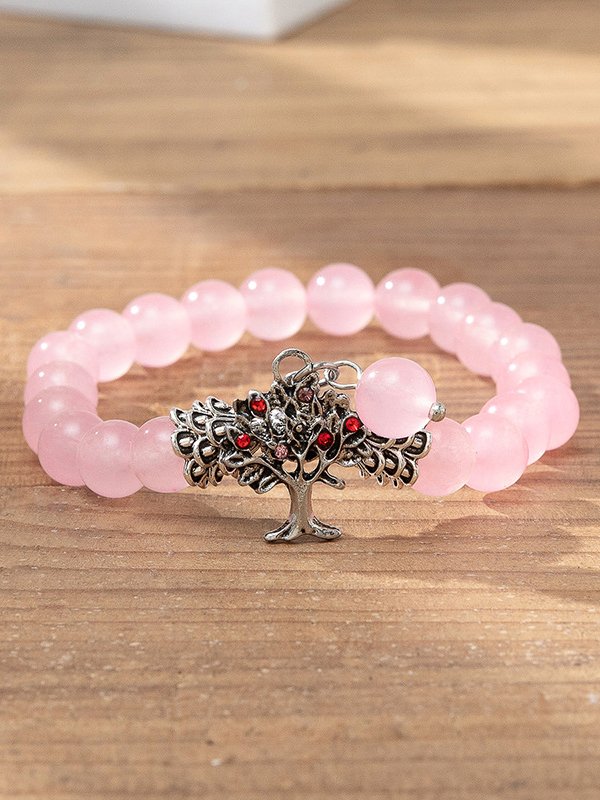 Natural Crystal Tree Of Life Pattern Beaded Bracelet Casual Ethnic Women's Jewelry