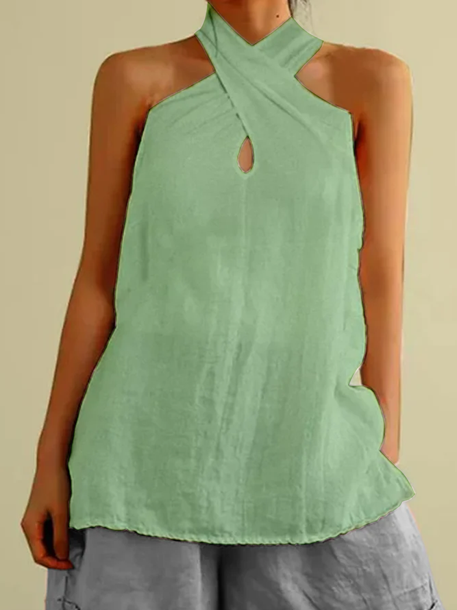 Cotton And Linen Plain Linen Loose Cami