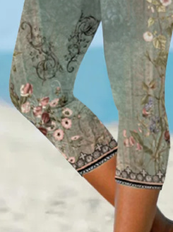 Plus Size Loose Floral Casual Jersey Leggings