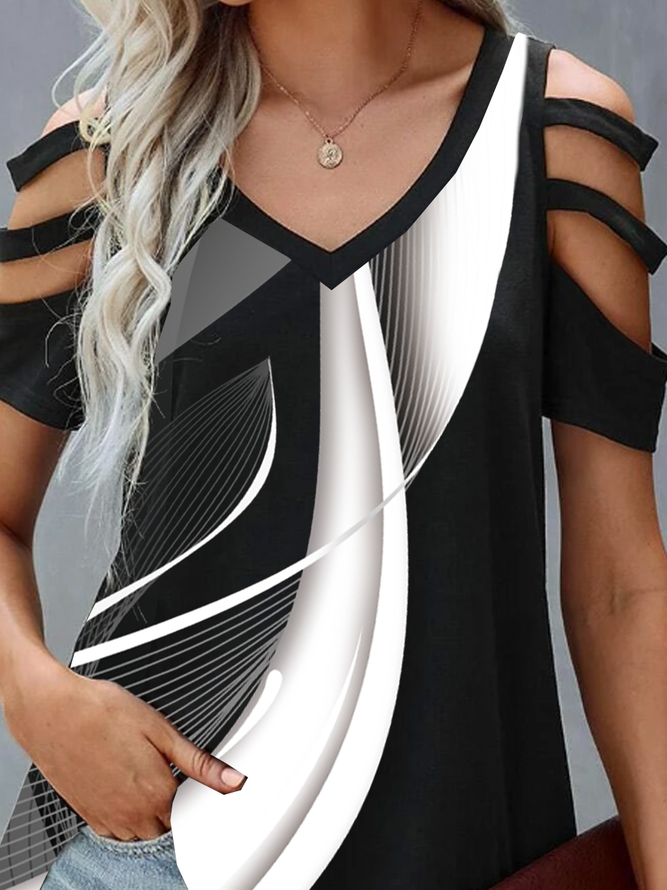 Casual Jersey Cut-Outs Shirt