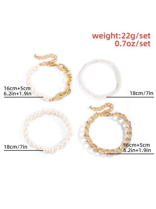 Elegant Pearl Beaded Chain Multilayer Bracelet Party Holiday Everyday Women's Jewelry