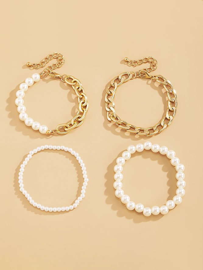 Elegant Pearl Beaded Chain Multilayer Bracelet Party Holiday Everyday Women's Jewelry