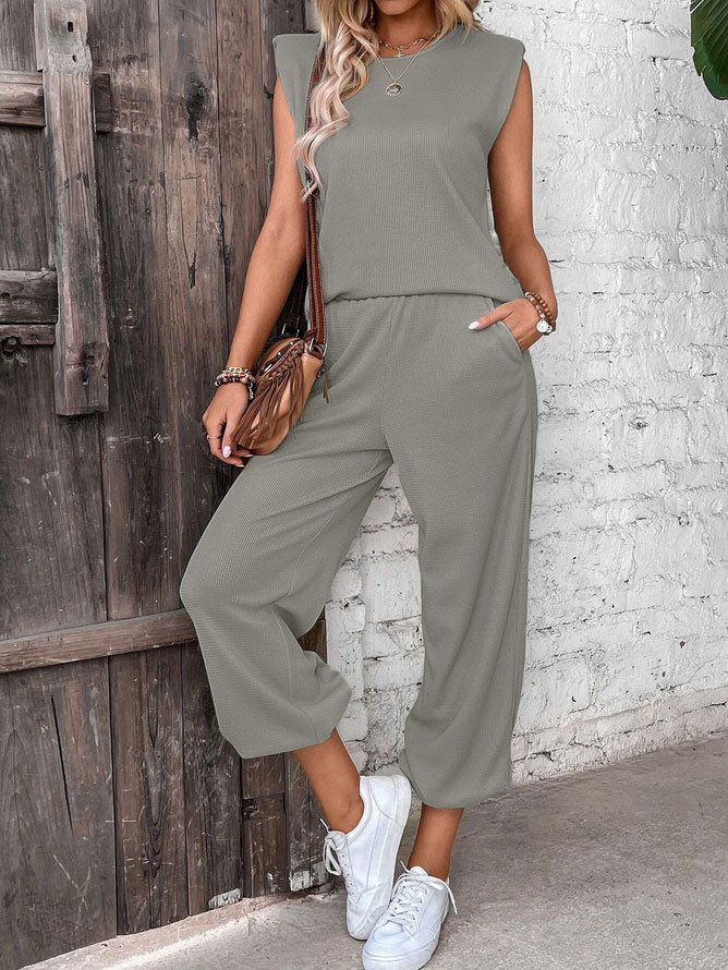 Others Casual Plain Two-Piece Set