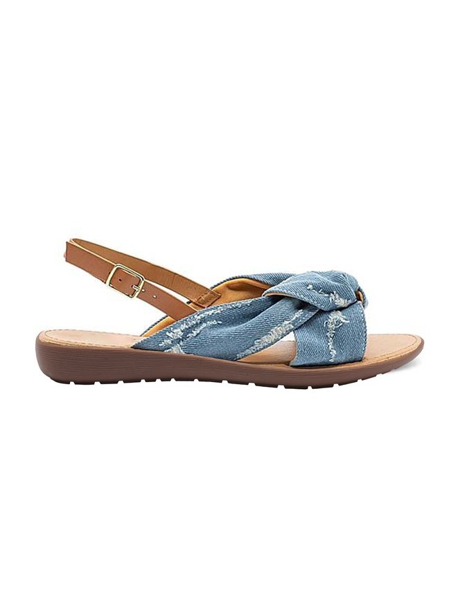 Blue Denim Knotted Soft Casual Sandals