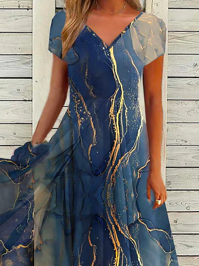 Abstract Printed Casual A-Line Dress