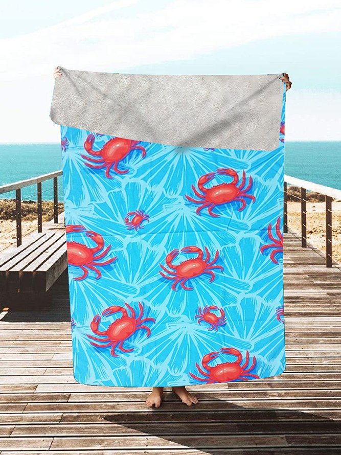 Ocean Crab Pattern Holiday Beach Towel Quick Dry Absorbent