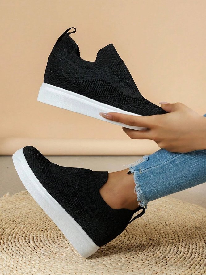 Women Breathable Mesh Fabric Minimalist Wedge Slip On Shoes