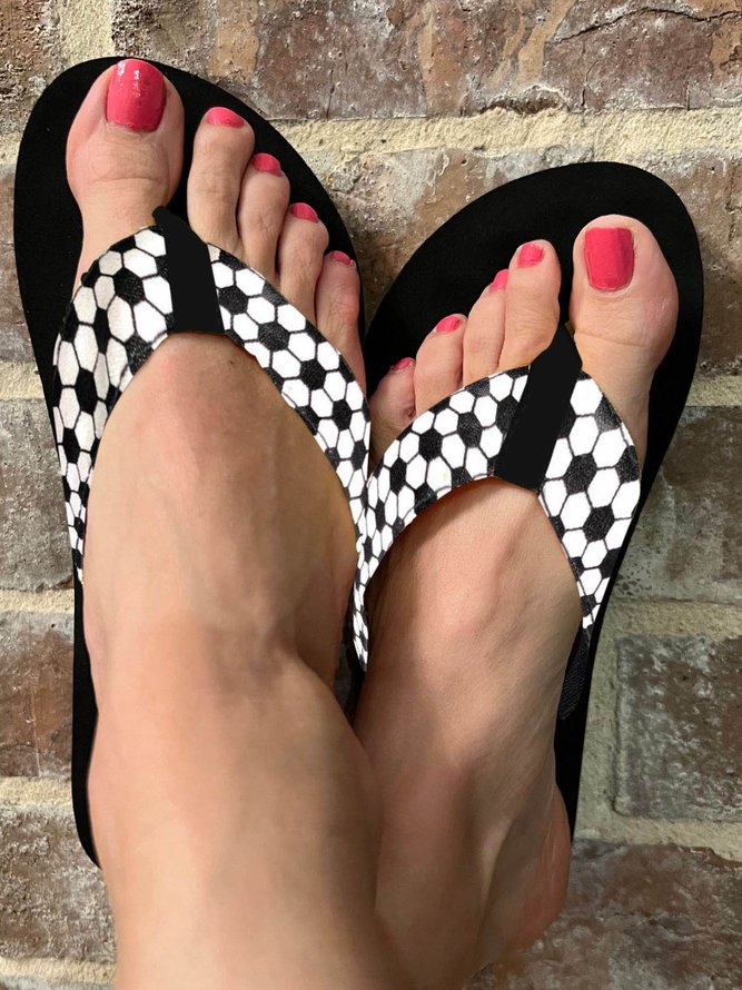 Softball Embroidered Beach Flip-Flops