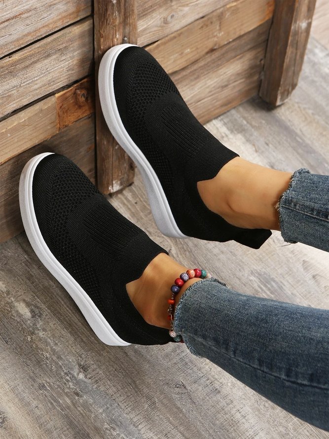 Women Breathable Mesh Fabric Minimalist Wedge Slip On Shoes