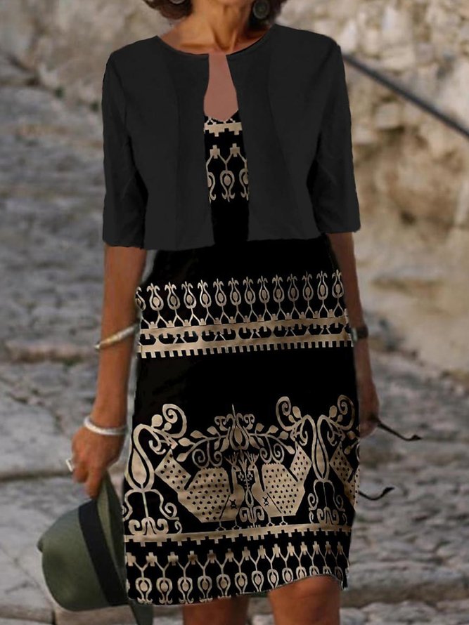 Ethnic Casual V Neck Loose Two-Piece Set