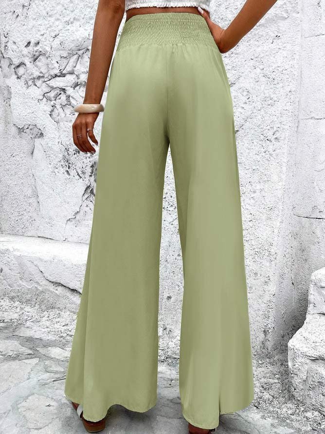 Loose Buckle Casual Plain Pants