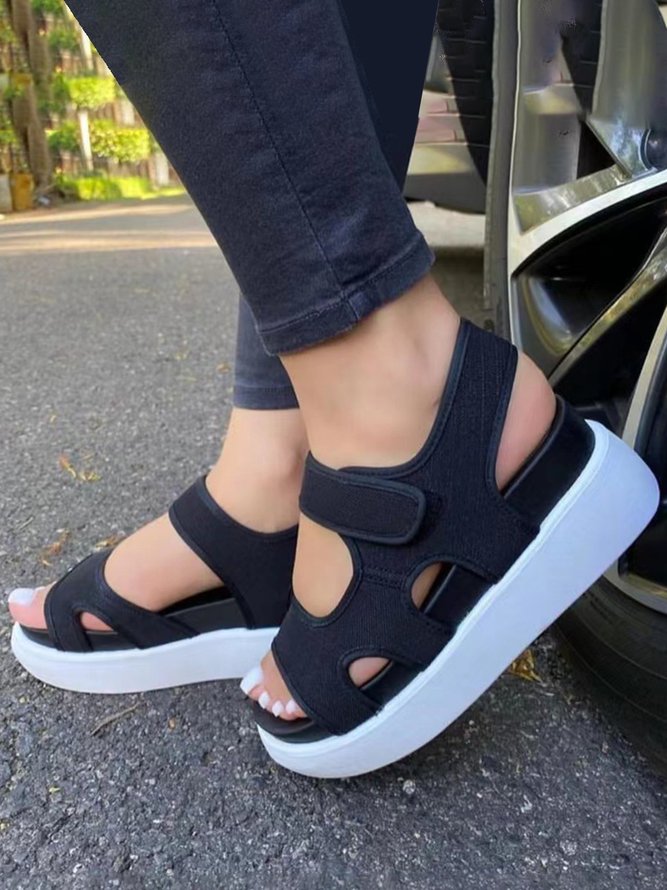 Symphony Gradient Solid Color Velcro Platform Sandals