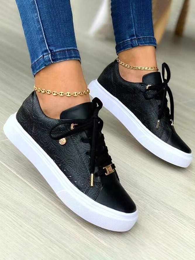 Rose Embossed Romantic Casual Sneakers