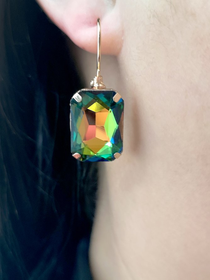 Elegant Blue Gem Geometric Earrings Party Wedding Women's Jewelry