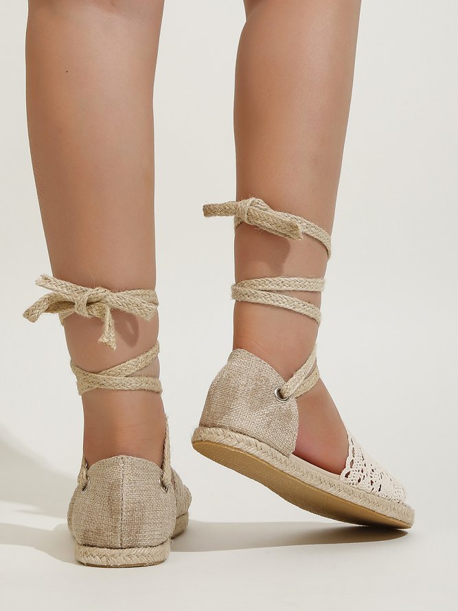 Breathable Lace Braided Espadrille Sandals