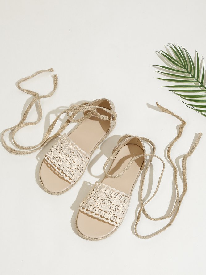 Breathable Lace Braided Espadrille Sandals