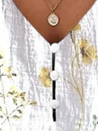 Plus Size Loose V Neck Floral Casual Shirt