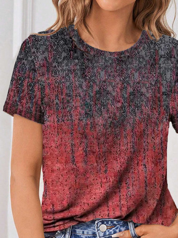 Casual Random Print Loose Crew Neck T-Shirt