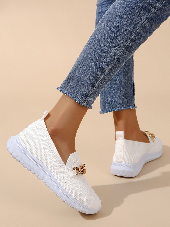 Gold Chain High Elastic Flying Weave Comfortable and Breathable Sneakers