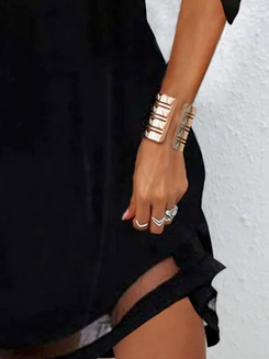 Plus Size Casual Beaded Loose Plain Dress