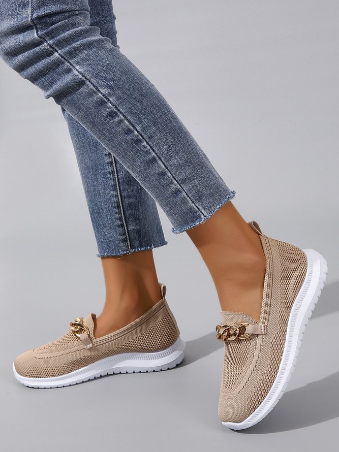 Gold Chain High Elastic Flying Weave Comfortable and Breathable Sneakers