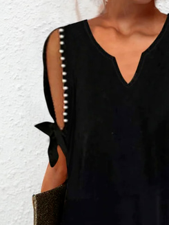 Plus Size Casual Beaded Loose Plain Dress