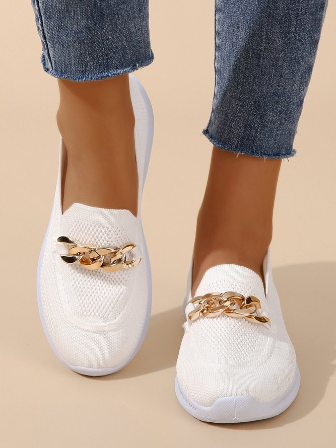 Gold Chain High Elastic Flying Weave Comfortable and Breathable Sneakers