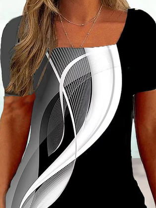 Casual Loose Printing Abstract Shirt