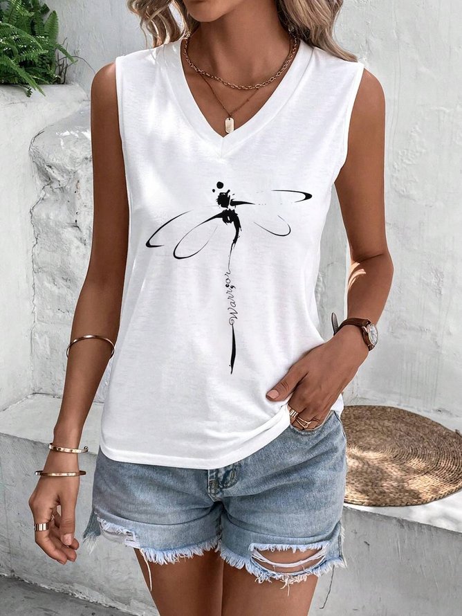 Dragonfly Loose Jersey Casual Tank Top