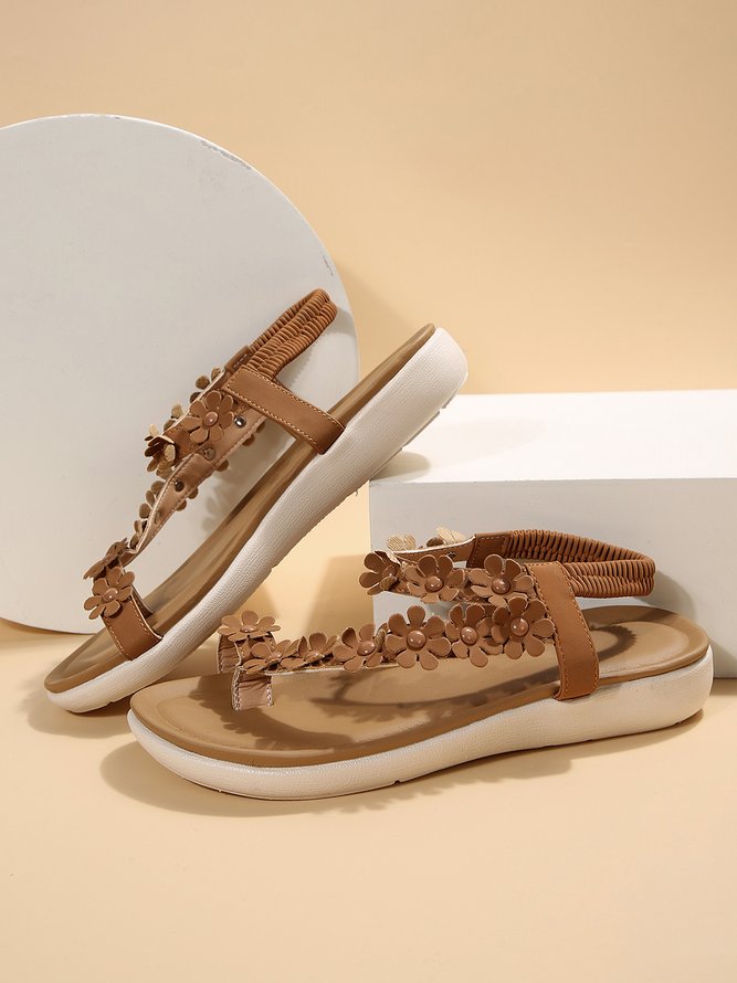 Applique Toe Ring Slingback Beach Sandals
