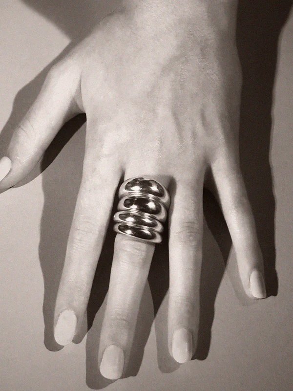 Trendy Silver Metal Rings Casual Urban Women's Jewelry