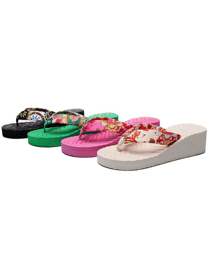 Summer Paisley Platform Flip-Flops