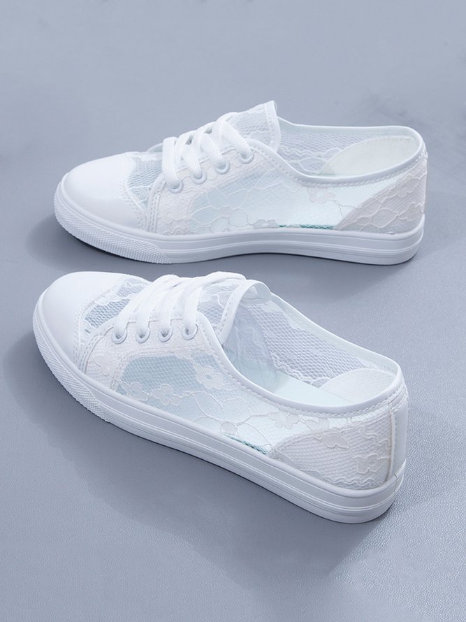Casual Breathable Floral Lace Lace-Up Shoes