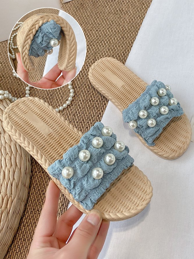 Pearl Chiffon Ruffle Beach Sandals