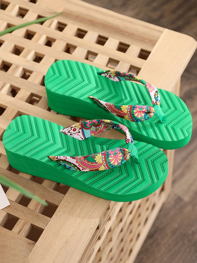 Summer Paisley Platform Flip-Flops
