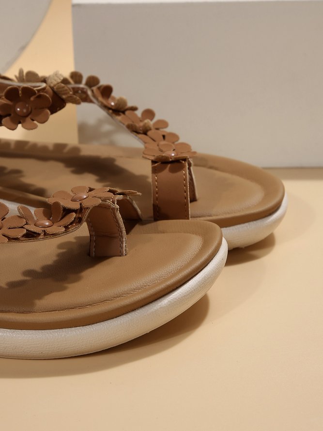 Applique Toe Ring Slingback Beach Sandals