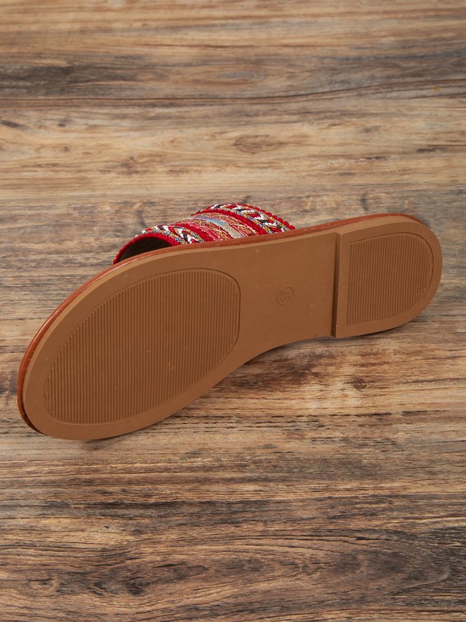 Boho Braided Toe Ring Slide Sandals