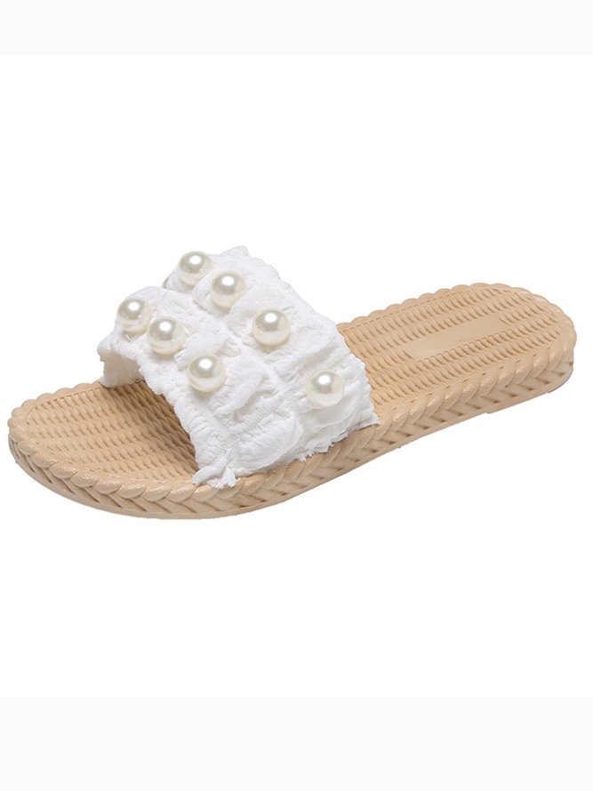 Pearl Chiffon Ruffle Beach Sandals