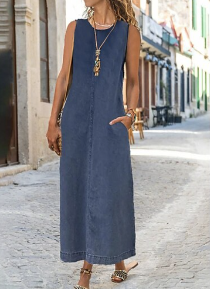 Denim Plain Casual Washing Process Dress