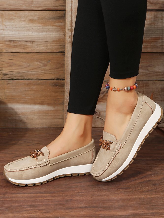Casual Metal Chain Decor Loafers