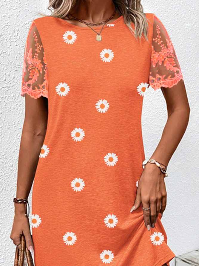 Floral Loose Vacation Dress With No
