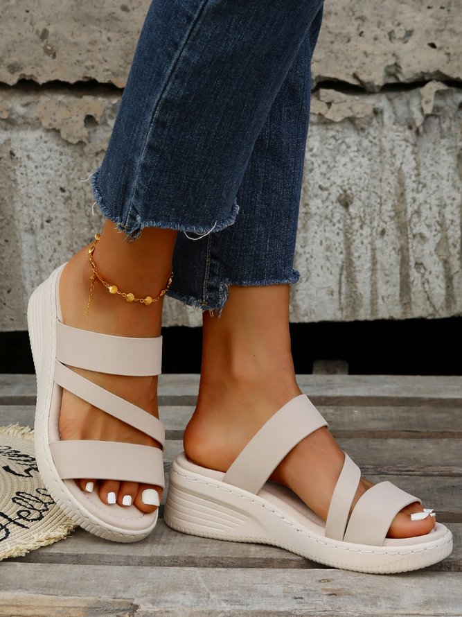 Casual Strap Wedge Heel Slide Sandals